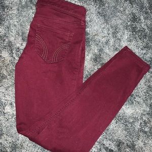 Dark maroon skinny jeans